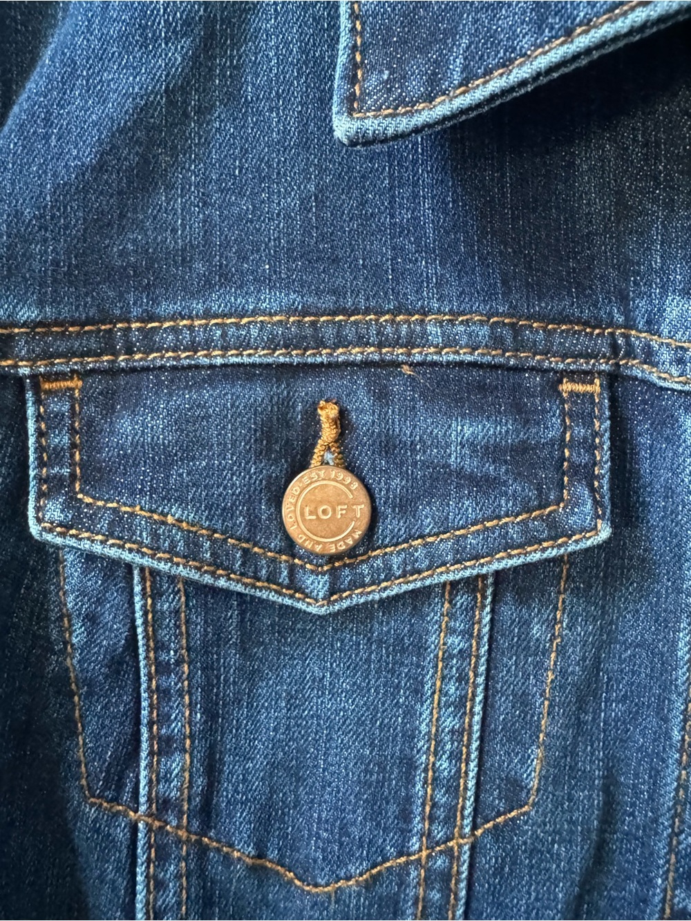 Loft Women's Dark Blue Denim Jacket Petite Large - Picture 5 of 10